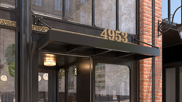 Umbra Architectural Canopy RPC-6 on cafe storefront